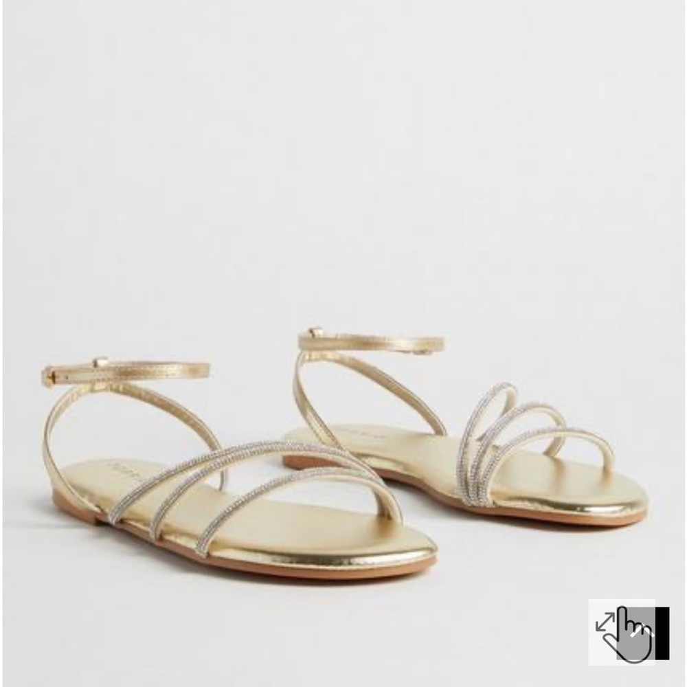 Sparkly sandals. Triple band. Metallic sandals. Wedding shoes